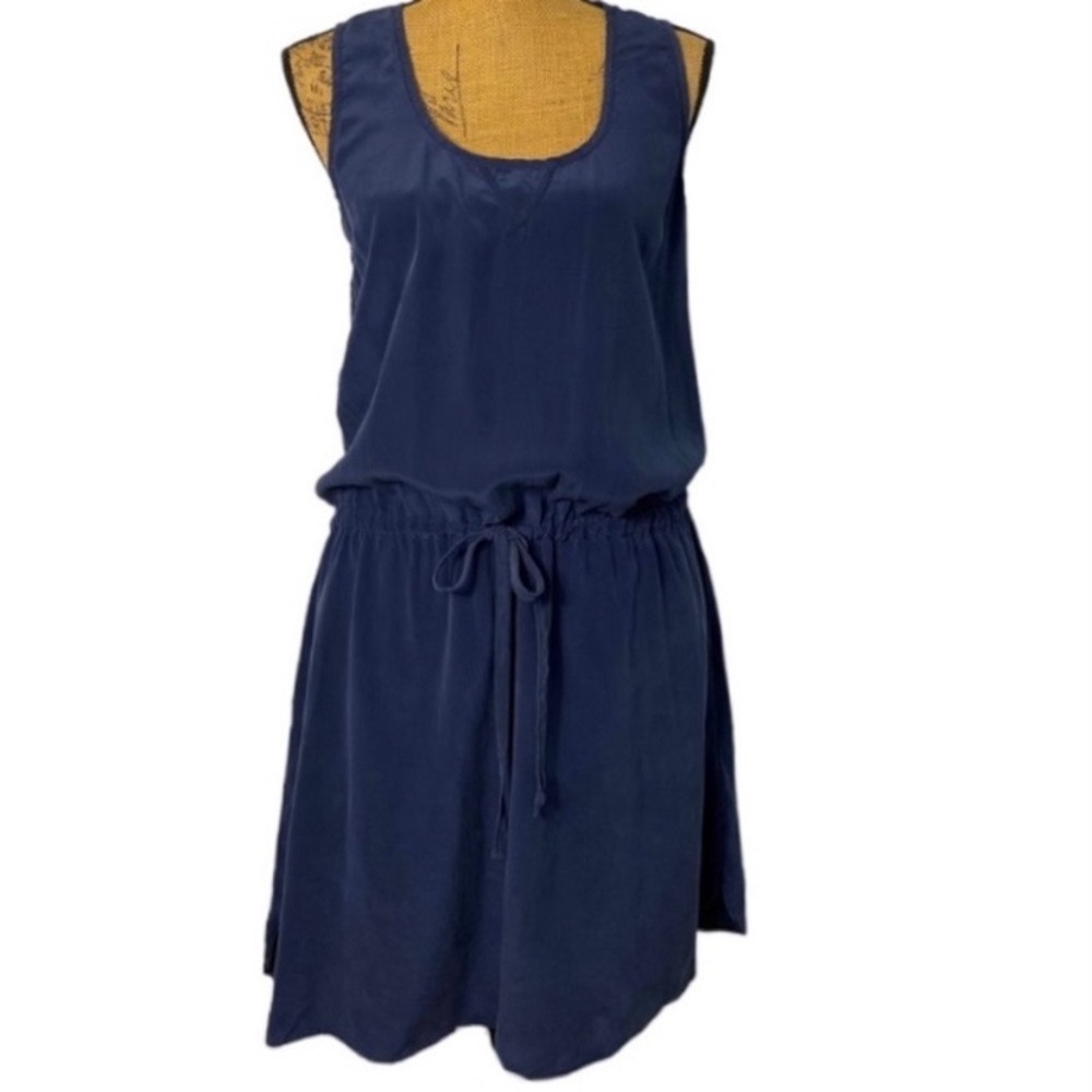 Ever Silk Sleeveless Scoop Neckline Hi-Low Drawstring Lightweight Tunic Dress M